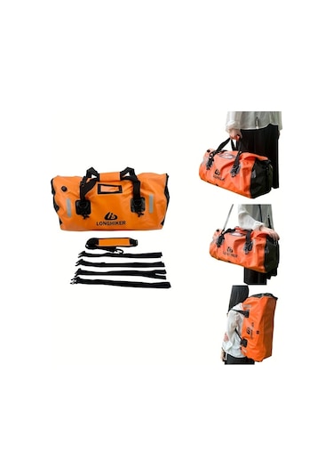 Motion003 Longhiker Motosiklet Koltuk Cantasi 48l Gri Su Gecirmez Kuru Sirt Cantasi Ayarlanabilir Askilar Scooter Kamp 48l Gri