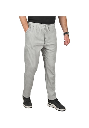 Deepsea Erkek Gri Rahat Kesim Örme Kumaş Beli Lastikli İnce Spor Pantolon 2502216 Gri