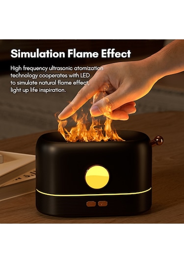 Hangfox Jf801 Yeşil Aroma Ütücü - Simülasyon Alev Efekti, 3 Renk Ambiyans Lambası, Ultrasonik Atomizasyon, Otomatik Kapanma, Usb Besleme