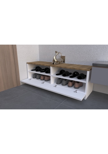 Modern Görünümlü Ayakkabılık Ahşap - Beyaz