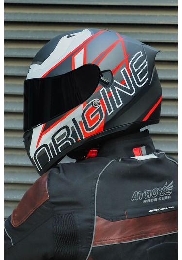 Strada Competition Beyaz-kırmızı-siyah Kask Güneş Vizörlü C1 Beyaz