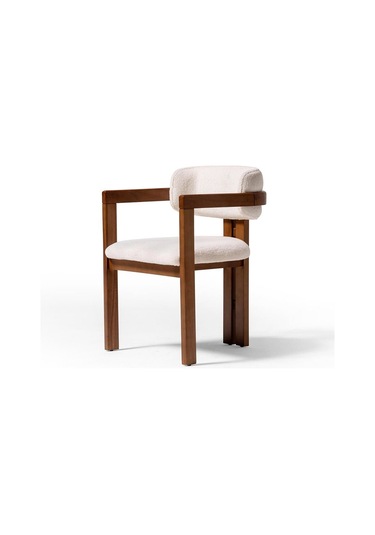 Narvik İskandinav Still T Model Ahşap Sandalye Ceviz - Krem