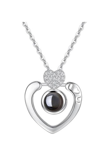 Saatcaddesi Sevgiliye Hediye Zirkon Taşlı 100 Dilde Seni Seviyorum Kolye