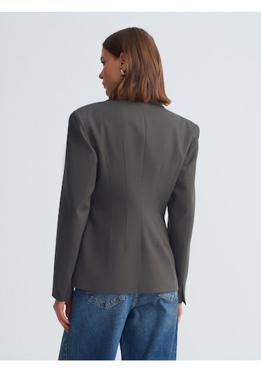Dilvin 60774 Fitted Kesim Vatkalı Blazer-haki Haki