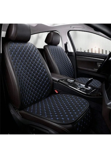 Araba Koltuk Deri Minderi 7'li Parça Ön Ve Arka Oturak Sırt Dayama Minder Siyah Mavi