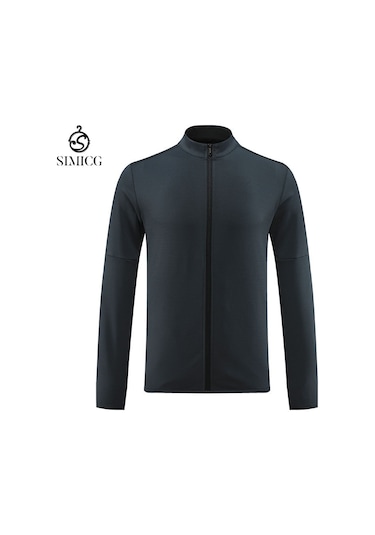 Erkekler İçin Çabuk Kuruyan Rahat, Açık Hava Fermuarlı Hırka Dik Yaka Spor Ceket Gri