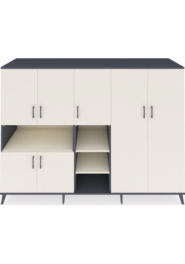 Kronos Dolap 13 Raflı 7 Kapaklı 220x59x163 Antrasit-aytaşı Antrasit-aytaşı