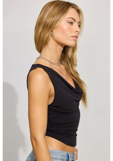 Madmext Siyah Degaje Yaka Kadın Body Mg2282
