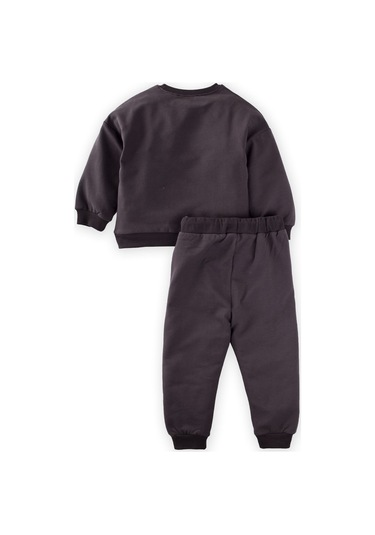 Cigit Basic Karyoka Detaylı Sweatshirt Takım 3-8 Yaş Antrasit Antrasit