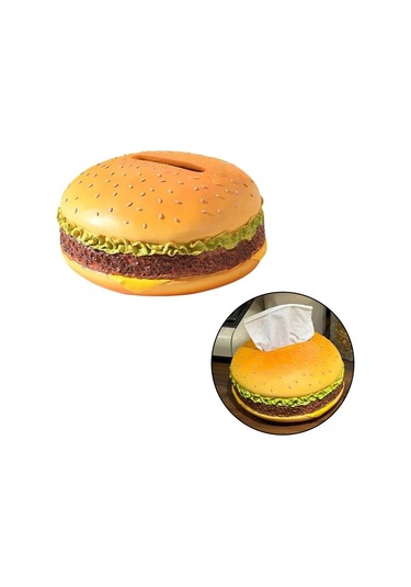 Ximistore9 Resin Hamburger Desenli Masaüstü Mendil Kutusu - Pratik Depolama, Kolay Takma, Ev Ofis Dekorasyonu