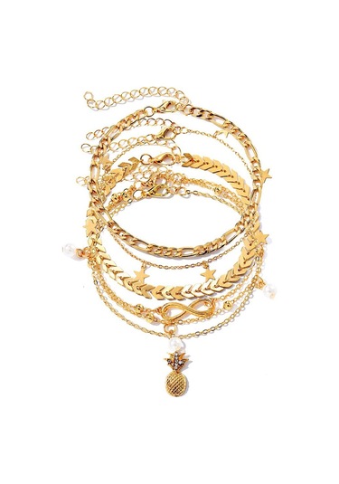 Ananas Deluxe İnci Bilezik Moda Yıldız Kolye Çok Yönlü Süsler Zarif Charm Mizaç Plaj Bohem Kadın Ayak Zinciri Çok Renkli