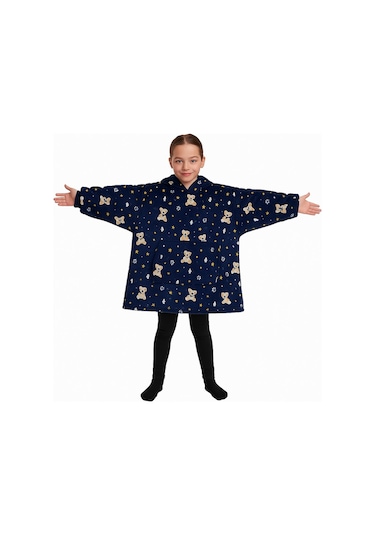 Çocuk Giyilebilir Battaniye Wellsoft Unisex Oversize Lacivert