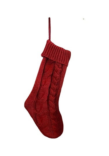 Soulader El İşi Örgü Noel Çorap Süsleri, Dekoratif Askılı Duvar Ve Kapı Süsleme Seti Kırmızı