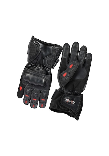 Motosiklet Kışlık Eldiven Deri Ve Cordura Kumaş Full Korumalı Deri Motor Eldiveni Siyah