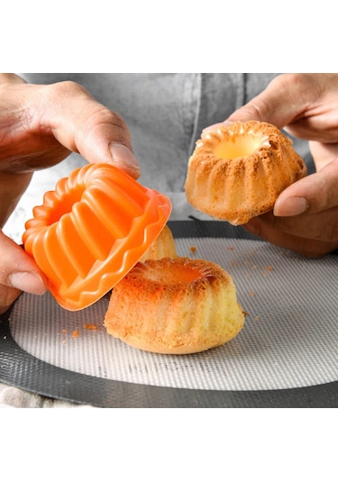 Bybirgül Turuncu Silikon Mini Kek Kalıbı,muffin Kalıbı 12 Adet