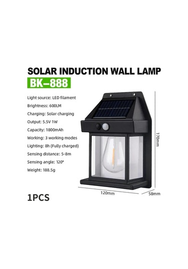 Versatile And Waterproof Outdoor Solar Wall Lamp With Tungsten Filament And Motion Sensor
