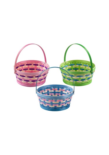 Paskalya İçin 4 Paket Yuvarlak Dokuma Bambu Sepetler Bambu