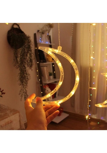 Ayrı Ay Yıldız Animasyonlu 3 Metre Animasyonlu Yılbaşı, Ramazan Bayramı Led Işıklandırma Fişli