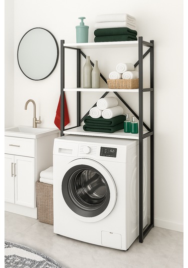 3 Raflı Banyo Organizatorü - Beyaz Beyaz