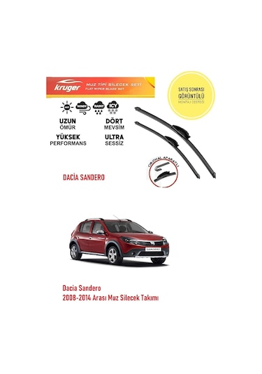 Dacia Sandero 2011 Model Muz Silecek Takımı Araca Özel Aparat
