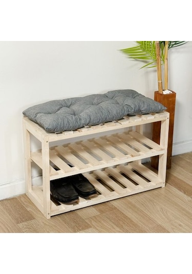Ayakkabılıklı Puf Ahşap 3 Katlı Ayakkabılık 5081