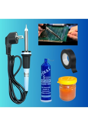 4'lü Lehim Makinası Seti 60w Havya Kalemi Tel Lehim Pastası Elektrik bandı