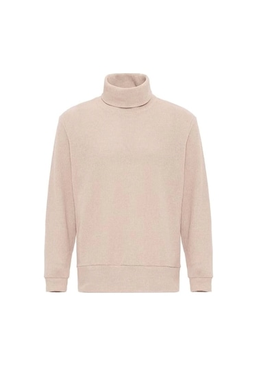 Erkek Balıkçı Yaka Fitilli Kazak Bej Bej