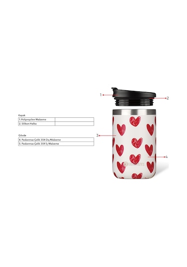 Les Artistes Paris Isı Yalıtımlı Çelik Termos Mug 350ml Metal Gri