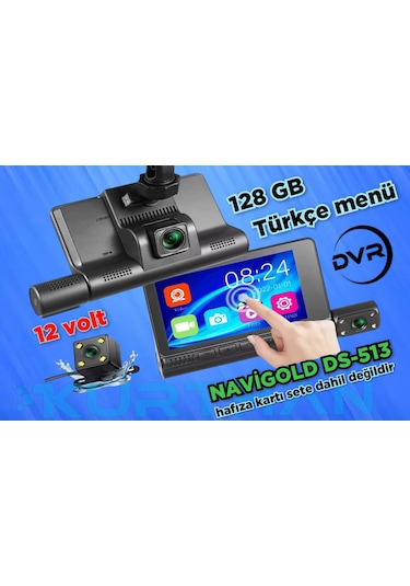 4inç Dokunmatik 3 Kameralı Araç İçi Dvr 128 Gb 12 Volt