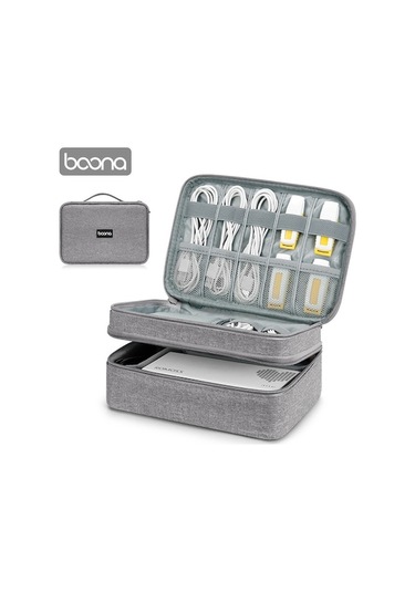 Fastbuy Modasına Elektronik Aksesuar Çantası, Kablo Düzenleyici, Gri Tcherchi Saklama Çantası Gri