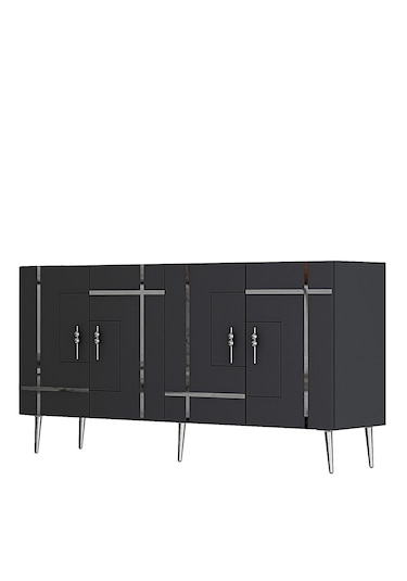 Honest Konsol Tv Sehpası Çok Amaçlı Dolap 150 Cm Antrasit Gümüş