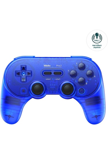 8bitdo Pro 2 Bluetooth Controller Kablosuz Hall Effect Oyun Kolu Switch/switch 2,pc,android,Apple Uyumlu,macos Transparan Mavi