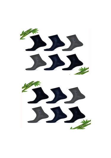 12li Erkek Bilek Üstü Bambu Çorap Yarım Konç Rahat Esnek Sıkmaz 001