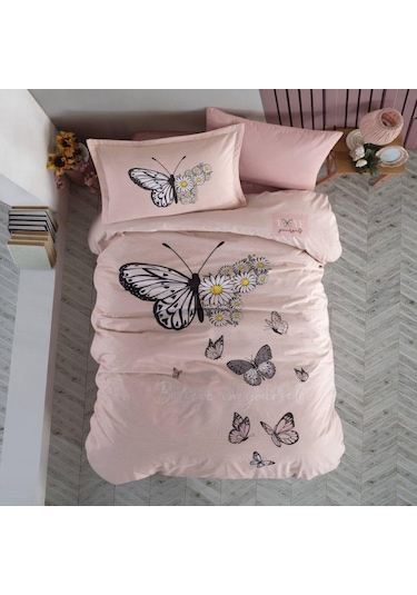 Clasy Ranforce Nevresim Takımı Tek Kişilik Daisy Love V2 Somon