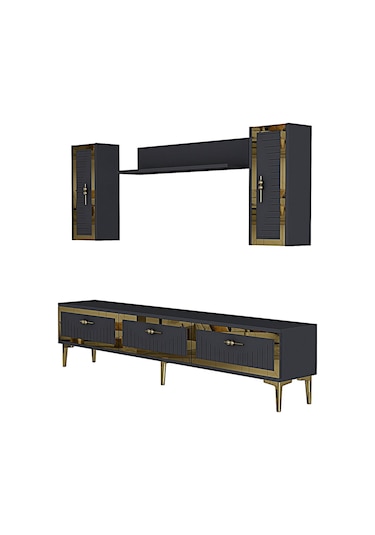 Tvr1801a - Tuna Tv Ünitesi Antrasit Gold 180cm Antrasit / Koyu Gri