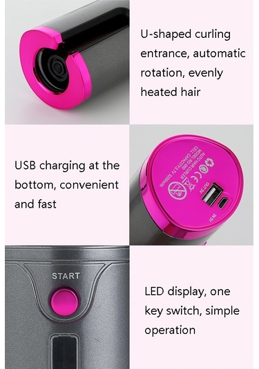 Sones Taşınabilir Usb Şarjlı Kablosuz Bukle Makinesi Lazy Otomatik Bukle Çubuğu Patentli Gri