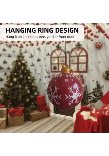 Gajeena Kırmızı Buz Karı Desenli 60cm Pvc Noel Balonu - Dışarıda/içerde Kullanım, Su Geçirmez Bahçe Ve Ev Dekorasyonu Çok Renkli