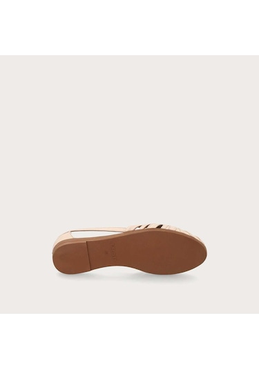 Vanilla Sandalet Kadın 03m4 Frau Leather Caged Ballet Flats Wıth Thın Straps Krem