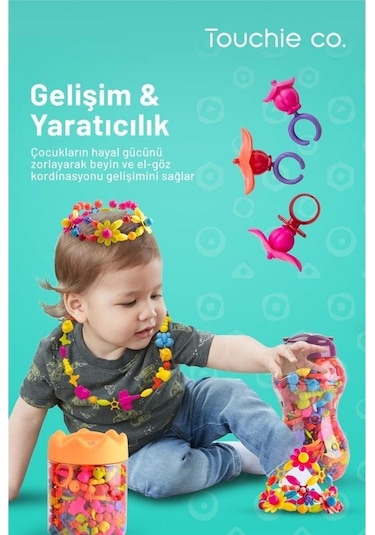Touchie Co. 169 Parça Plastik Takı Yapım Seti Kız Çocukları Için