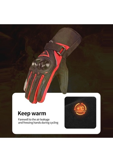 Fortunelane Kış Motosiklet Eldiveni - Gece Yansıtan, Dokunmatik Ekranlı, Su Geçirmez Siyah-2xl