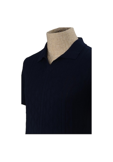 Cengiz İnler Desenli Merserize Polo Yaka Erkek Triko T-shirt 001