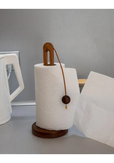 Shineyee Ahşap Mutfak Havlu Rakımı - Akasya Ağacı U-şekilli Delikli Tasarım, Çıtır/folie Tutucu, 31 Cm Yükseklikli Kahverengi