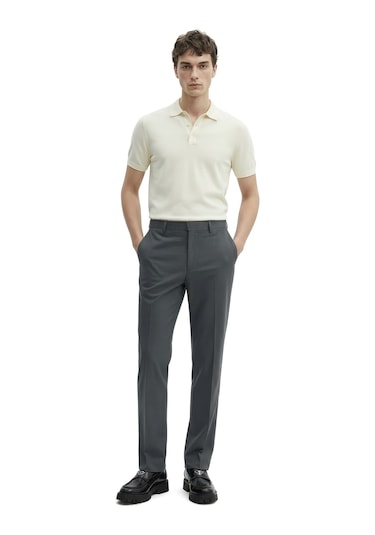 Düz Kumaş Slim Fit Klasik Erkek Pantolon Rafael Füme