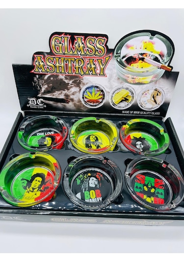Alcan Marka Cam Küllük Isıyadayanıklı Bobmarley Kültablası //85mm