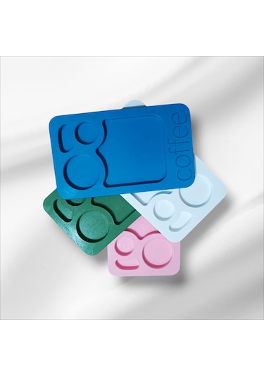 Ahşap Boyalı-vernikli Pembe Kahve Sunumluk 6 Adet -