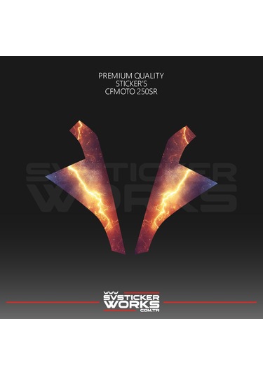 Cfmoto 250sr Sticker Ön Kafa Kaplama Modeli Hazır Kit Şimşek Sticker Desen Kaplama