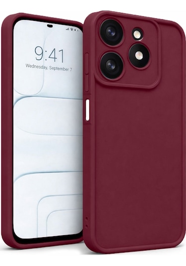 Tecno Spark10pro-4g Uyumlu Kamera Çıkıntılı Mat Silikon Telefon Kılıfı Bordo