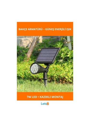 Güneş Enerjili 7w Kazıklı Bahçe Aydınlatma Armatürü Çok Renkli