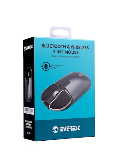 Everest SM-620 Bluetooth + 2.4 GHz Şarjlı Süper Sessiz TV/PC Destekli Kablosuz Mouse