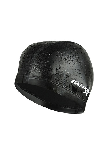 Yetişkin Unisex Pu Kaplamalı Rahat Su Geçirmez Yüzme Bonesi Siyah